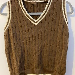 Brown V-neck sweater-vest from John Galt.